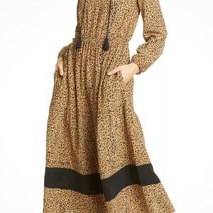 Dolan / Anthropologie Animal Print Maxi Dress with Black Accents
